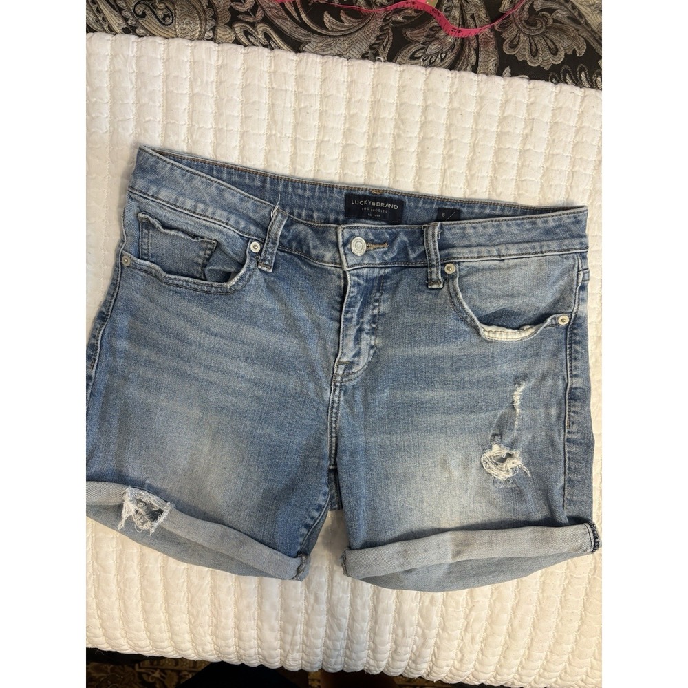 Lucky Brand Women's The Roll Up Denim Shorts, Size 8, Distressed